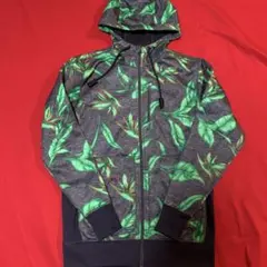 BURTON 緑の葉柄 フルジップパーカー サイズSのサムネイル