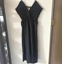 新品　しまむら　NOWNOW ドットシャーリングワンピース　L