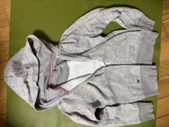 グレー フード付き ジップアップパーカー