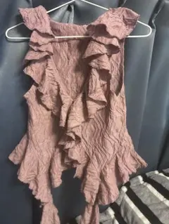 Sale ZARA フリル ノースリーブシャツ Sピンク