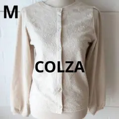 COLZA レディース 長袖 カーディガン クルーネック アイボリー系 Mサイズ