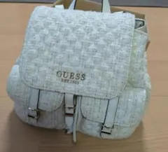 GUESS ツイード調 リュック ホワイト レア ✦極美品✦ - メルカリ