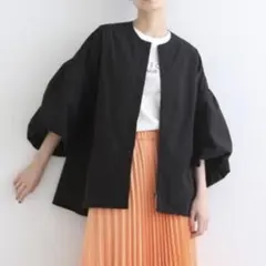 ⭐︎新品⭐︎インディヴィ⭐︎12（LL）サイズ⭐︎バルーンスリーブブルゾン⭐︎ブラック⭐︎
