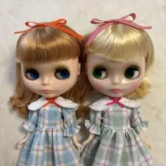 ブライスアウトフィット　ハンドメイド　チェック　双子コーデ