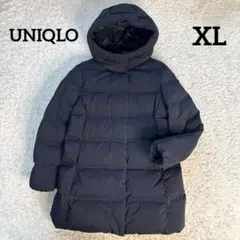 상태좋음 大きいサイズ UNIQLO シームレスダウンコート ネイビー XL
