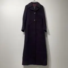 【圧巻の丈感】スーパーロングコート マキシ丈 ウール イタリア製 ダークパープル