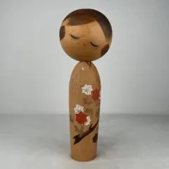 創作こけし りんご柄 木工芸品こけし 民芸品 置物 日本 伝統工芸品