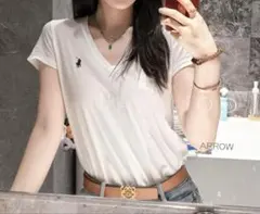 Polo Ralph Lauren ラルフローレン　白Tシャツ Vネック XS