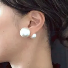 No.71★大ぶり　一粒パール　パールキャッチ　ピアス