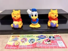 ディズニーキャラクターソフビ製指人形　2種3個　くまのプーさん&ドナルドダック