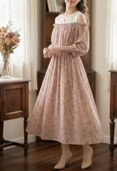 美品❤C.O.L.Z.A レース切替 花柄 ワンピース M ピンク 肩出し