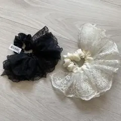 【新品】レースリボン ヘアゴム＊ハーフシュシュレース＊ 高品質ヘアアクセのサムネイル