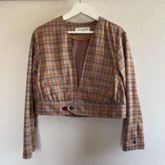 BEAMS BOY チェック柄 ノーカラージャケットのサムネイル