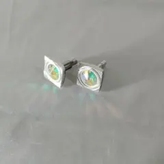 オーロラ色のスクエアカフリンクス　ヴィンテージカフス