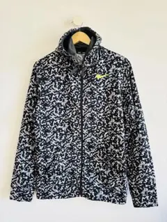 ナイキ（NIKE）ブラック＆グレー総柄フルジップ パーカーM