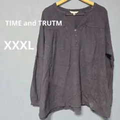 TIME and TRUTM【 XXXL】パープル ヘンリーネック 長袖 古着