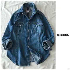 ◯ディーゼル【洗える】ヴィンテージ ウォッシュ加工 デニム シャツ ブラウス