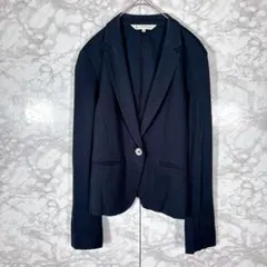 【クミキョク】テーラードジャケット（ネイビー）M 綿 ストレッチ素材