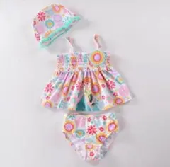 ☆新品水着　アナ雪 セパレート 女の子水着キャップ付き　120cm
