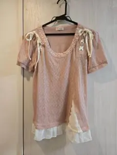 axes femme ピンク Tシャツ 半袖 レースアップのサムネイル