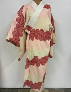 アンティーク　長襦袢　半衿付き　花柄模様　着物　レトロ