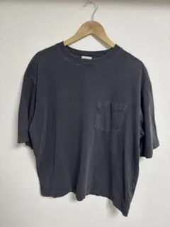 ウォッシュドワイドクロップドT(5分袖) ダークグレー L