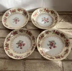 昭和レトロ　アンティーク　Hostess花柄 皿 4枚セット