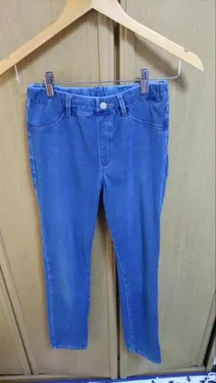 UNIQLOデニムブルー スリムストレッチパンツ 160cm
