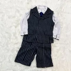 キッズ　スーツセット　ストライプ柄 ネクタイ　ベスト　4点セット　100