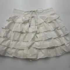 snidel スカパン　キュロット　ティアード　フリル　白　ミニスカート