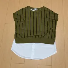 グローバルワーク　ストライプ　サマーニット　ブラウス