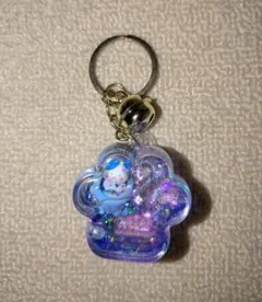 肉球 シェイカー キーホルダー ブルー　ねこ　ぷかぷか　水入り