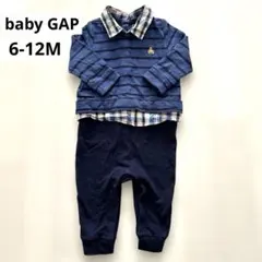 baby GAP 6-12M ネイビー ストライプ チェック柄 ロンパース