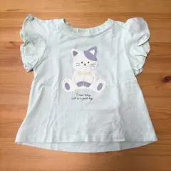 美品　SiMPLE FREE　Tシャツ　ネコ　ミントグリーン　90cm