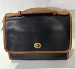 COACH オールドコーチ　バイカラー2WAYショルダーバッグ　レザー　黒　茶