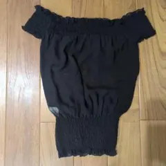 オフショルダー★ブラック★カットソー★S★トップス★シースルー