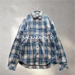 1328＊バックナンバー【L】ブルー系　チェック柄　コットン　長袖シャツ