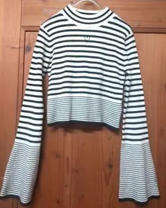 美品wclosetストライプ クロップドニットセーター