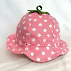 ベビー　赤ちゃん　いちご　帽子　ピンク　水玉