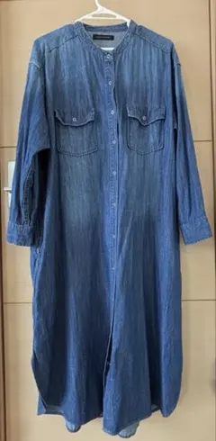 アーバンリサーチ　デニムオーバーシャツワンピース　バンドカラー　ロング丈