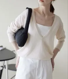 SLOBE IENA ウォッシャブルプレーンVネックニット