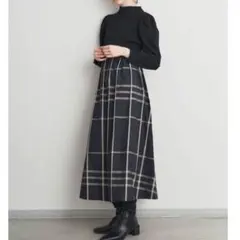 ELENDEEK 定価 1.9万 フィット＆フレアミックスワンピース 異素材