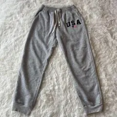 レディース スウェット パンツ USA グレー M 裾ゴム ゆったり 部屋着