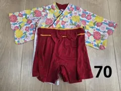 花柄着物と赤いショートパンツセット 70cm
