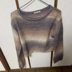 GU グラデーション レディース長袖ニット 丈短