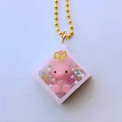 立体うさぎ スクエア型 ピンク レジンシェイカー