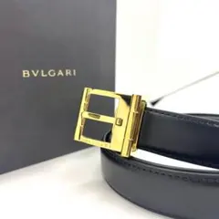 極美品】ブルガリ BVLGARI ベルト スクエア ビジネス シルバー レザー