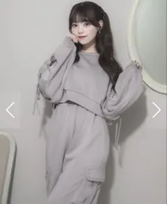 pium ピウム　ストーンロゴスウェットカーゴパンツセット　ラベンダーグレー