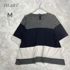 【フィルアート】FILART ストライプ 五分袖チュニック Mサイズ