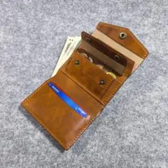 (名入れ可・色変更可)３つ折り財布　ハンドメイド　レザー　クラフト